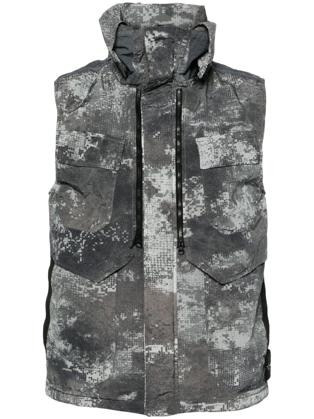 Stone Island Dissolving Grid Camo 填充马甲 - 灰色