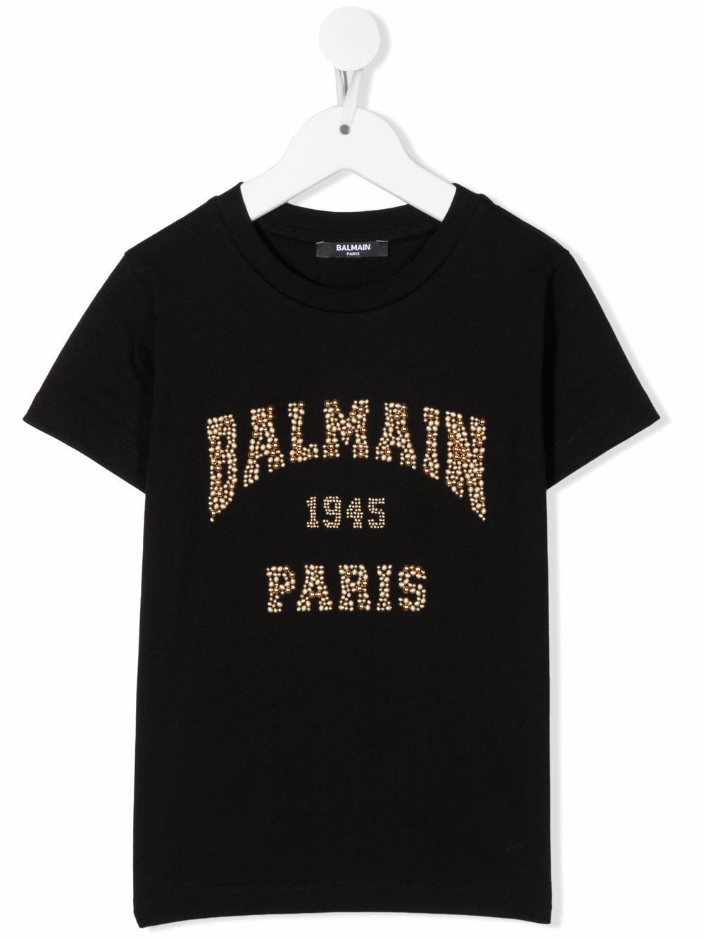 Balmain Kids 巴尔曼 logo缀饰棉T恤 - 黑色