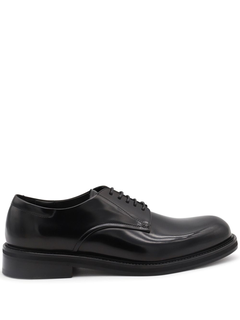 Canali 皮质系带鞋 - 黑色