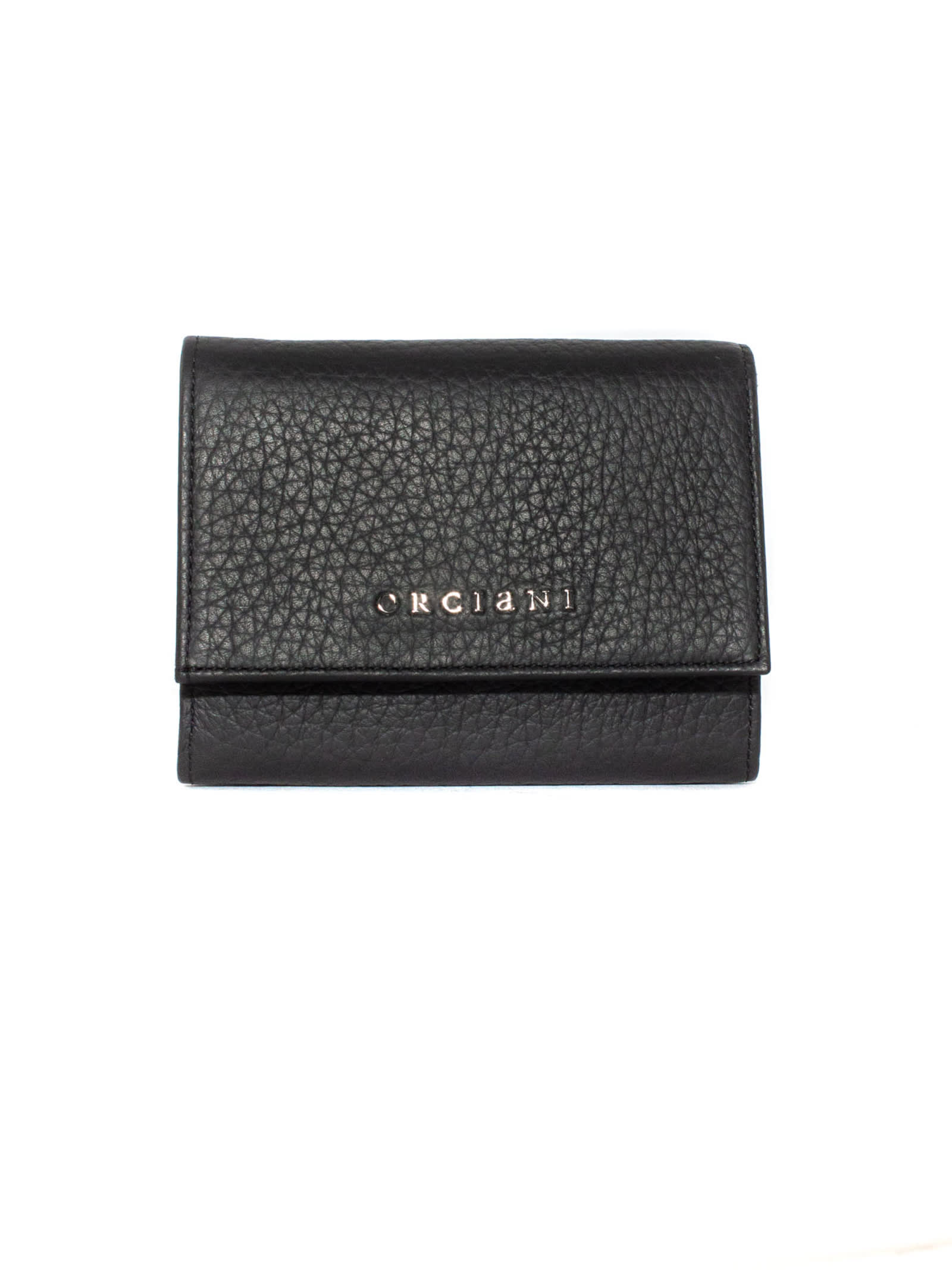 Orciani Black Grained Leather Wallet