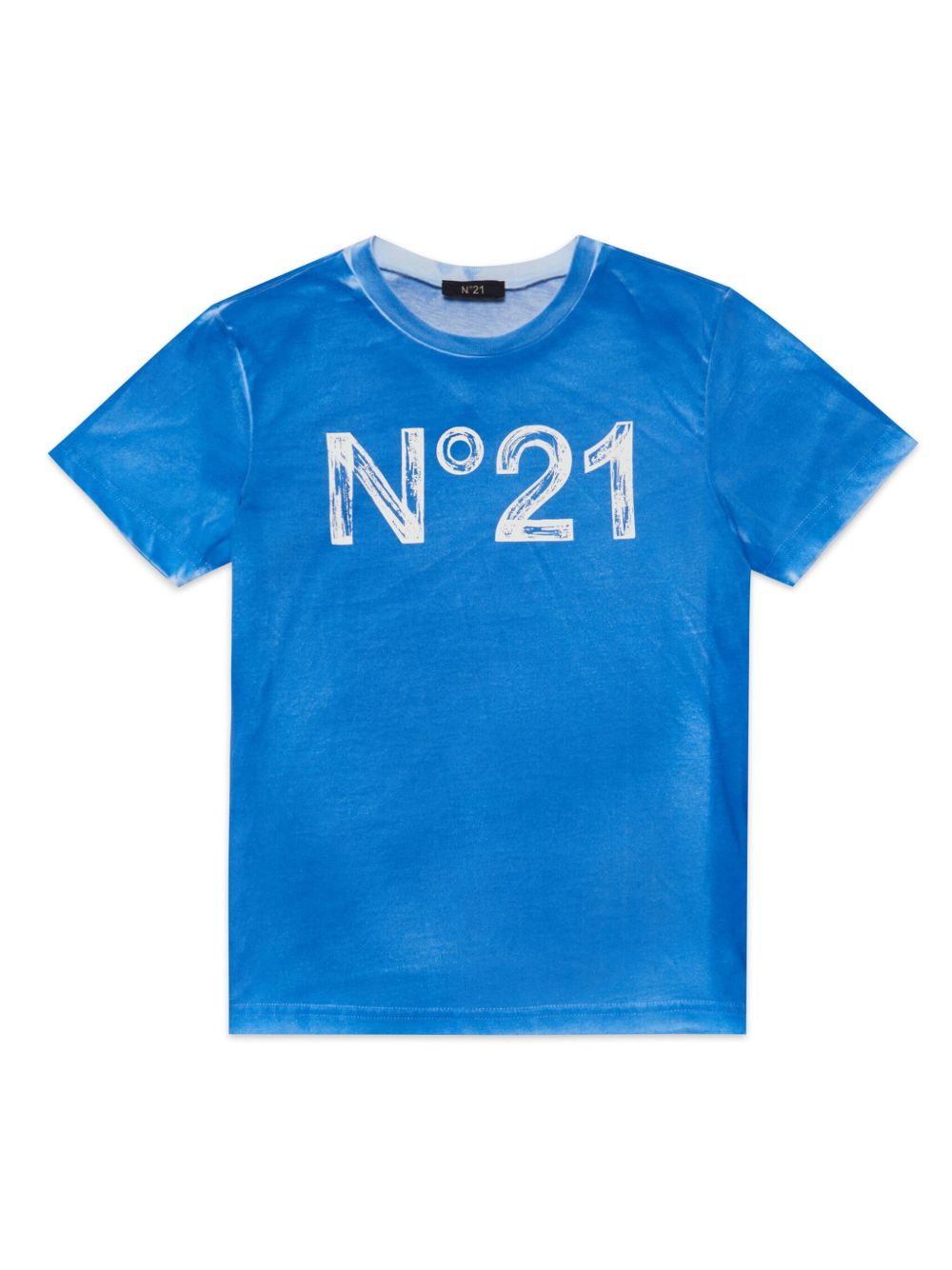 Nº21 Kids logo印花棉T恤 - 蓝色