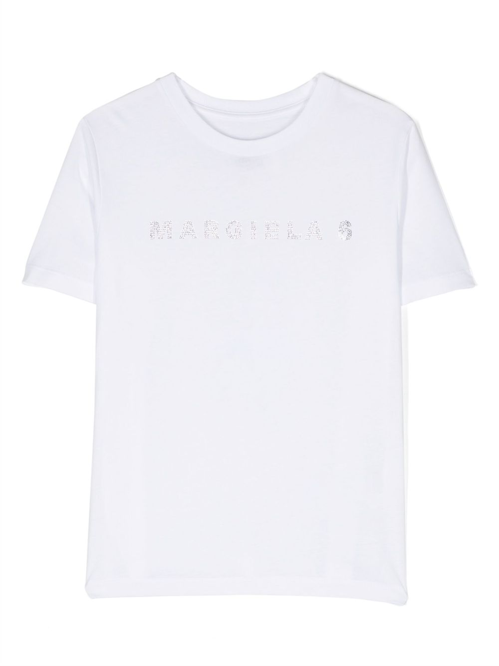 MM6 Maison Margiela Kids logo水钻缀饰T恤 - 白色