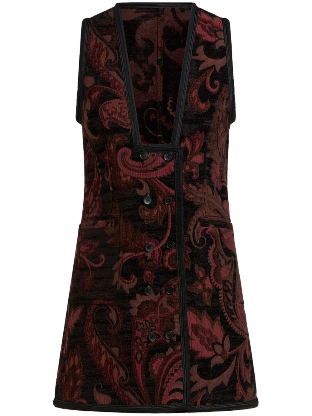 ETRO 图案提花西式马甲 - 黑色
