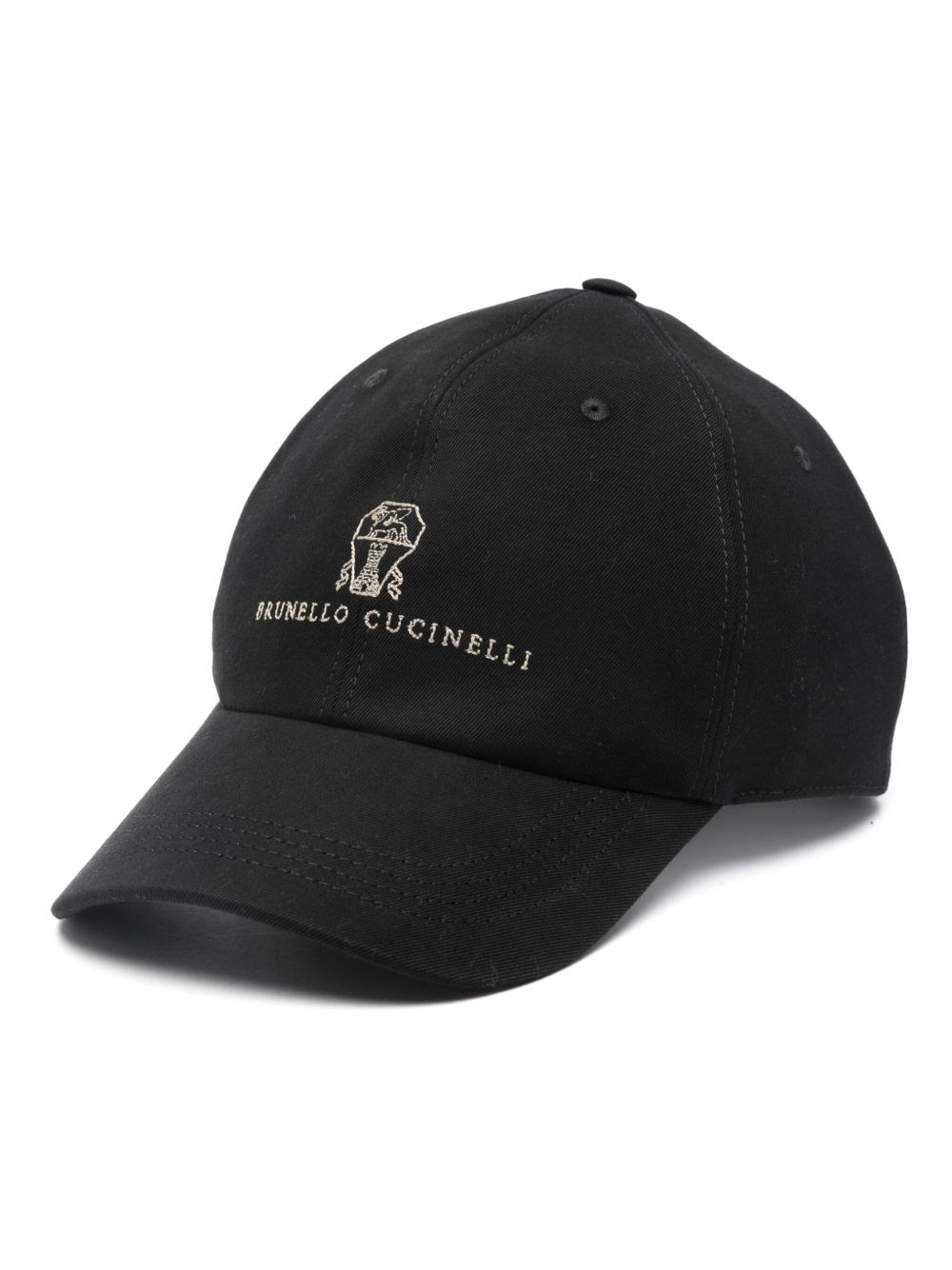 Brunello Cucinelli logo刺绣棒球帽 - 黑色