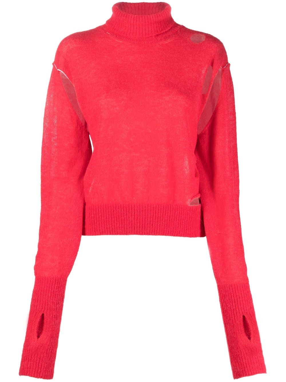 MM6 Maison Margiela 仿旧高领毛衣 - 粉色