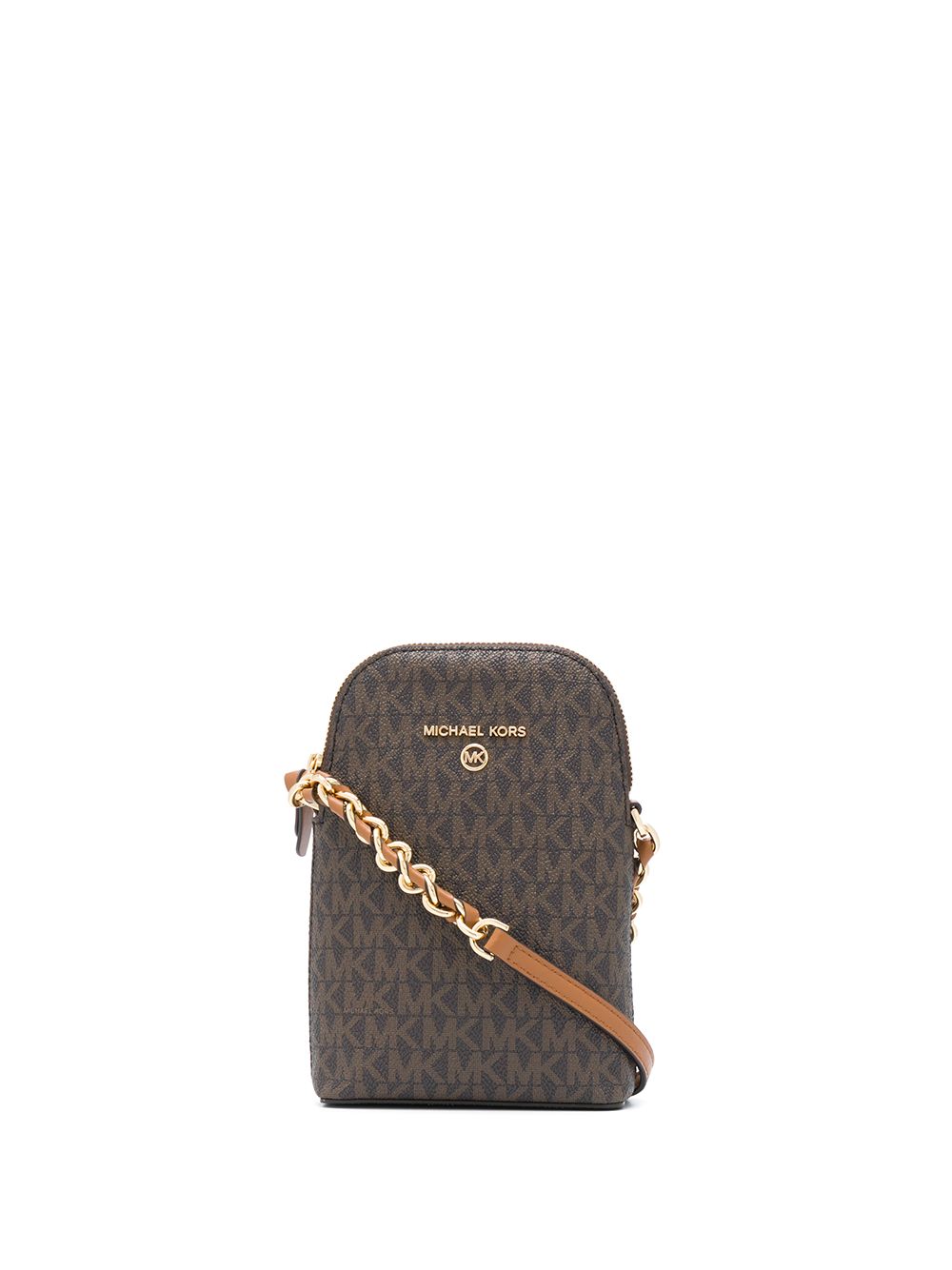 Michael Kors logo印花小号斜挎包 - 褐色