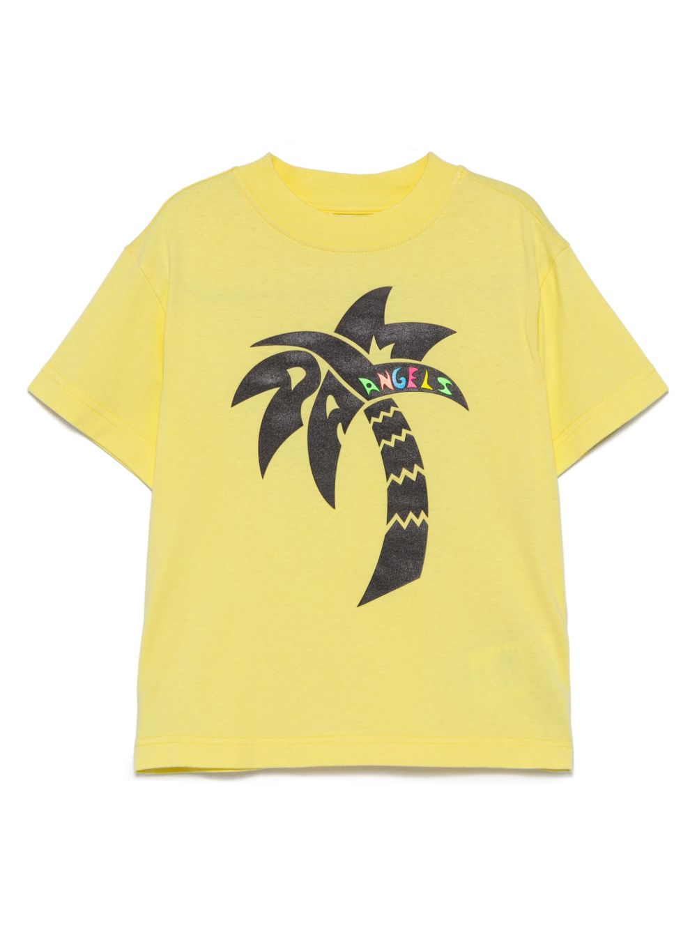 Palm Angels Kids Surf Palm 印花T恤 - 黄色