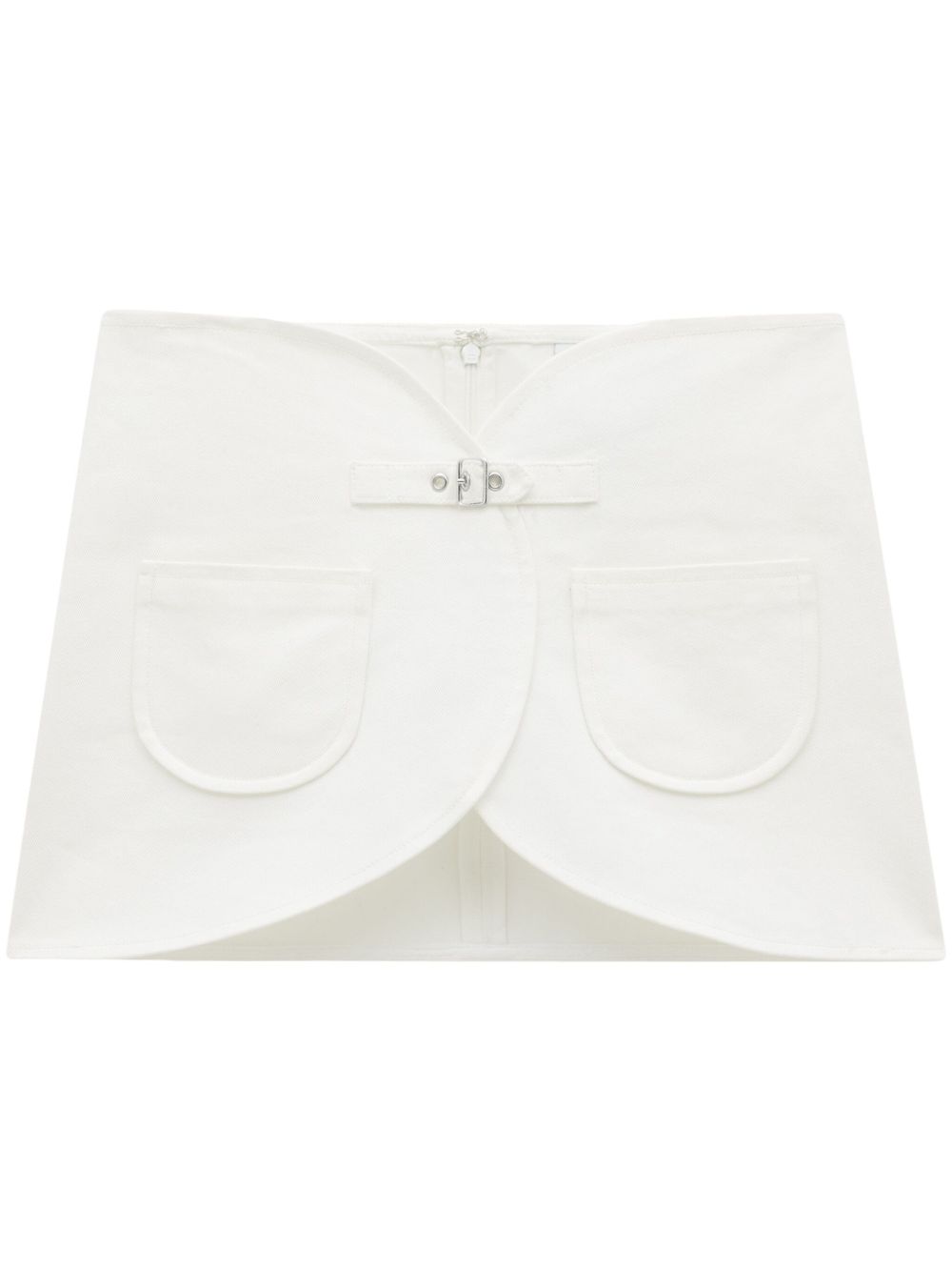 Courrèges Ellipse 扣环肩带牛仔迷你半身裙 - 白色