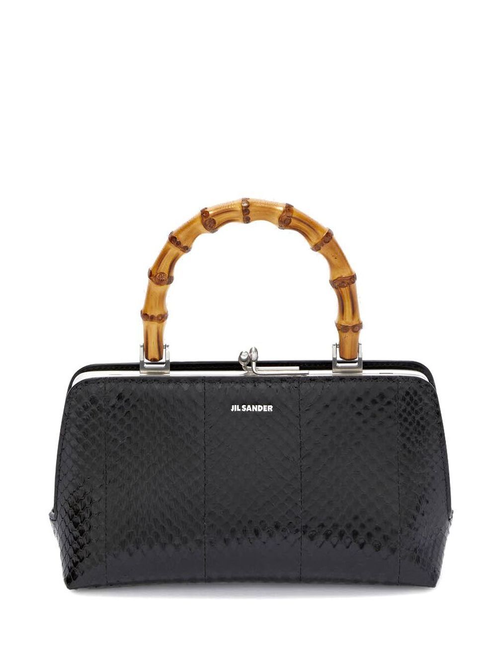Jil Sander 仿蛇皮斜挎包 - 黑色