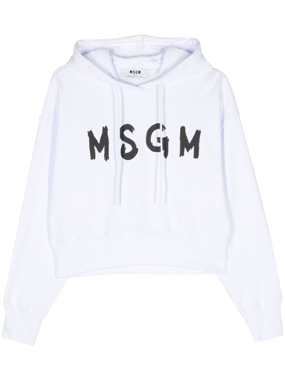 MSGM logo印花棉连帽衫 - 白色