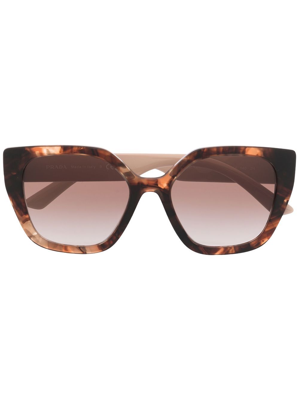 Prada Eyewear 玳瑁纹细节太阳眼镜 - 褐色