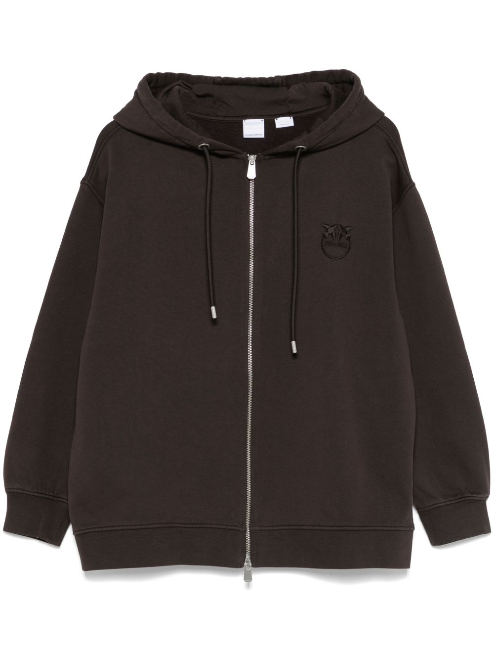 PINKO logo刺绣连帽衫 - 褐色