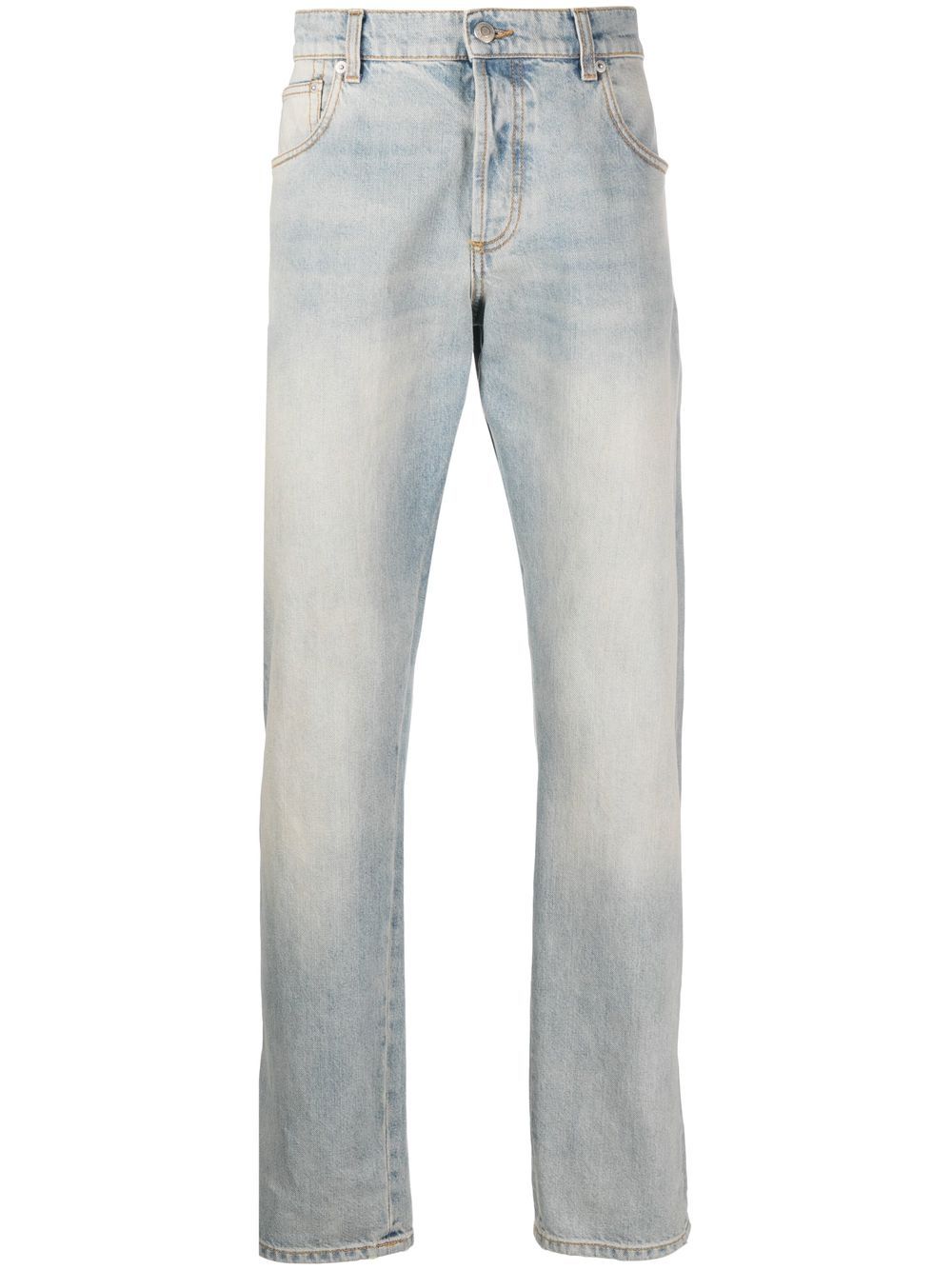 Alexander McQueen 标贴水洗棉牛仔裤 - 蓝色