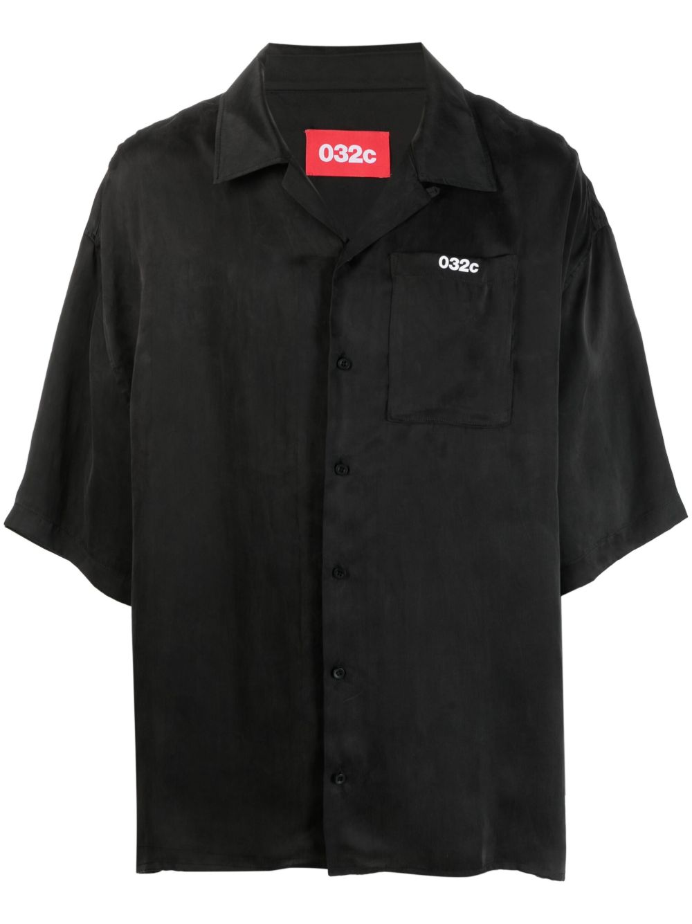 032c logo印花莱赛尔纤维衬衫 - 黑色