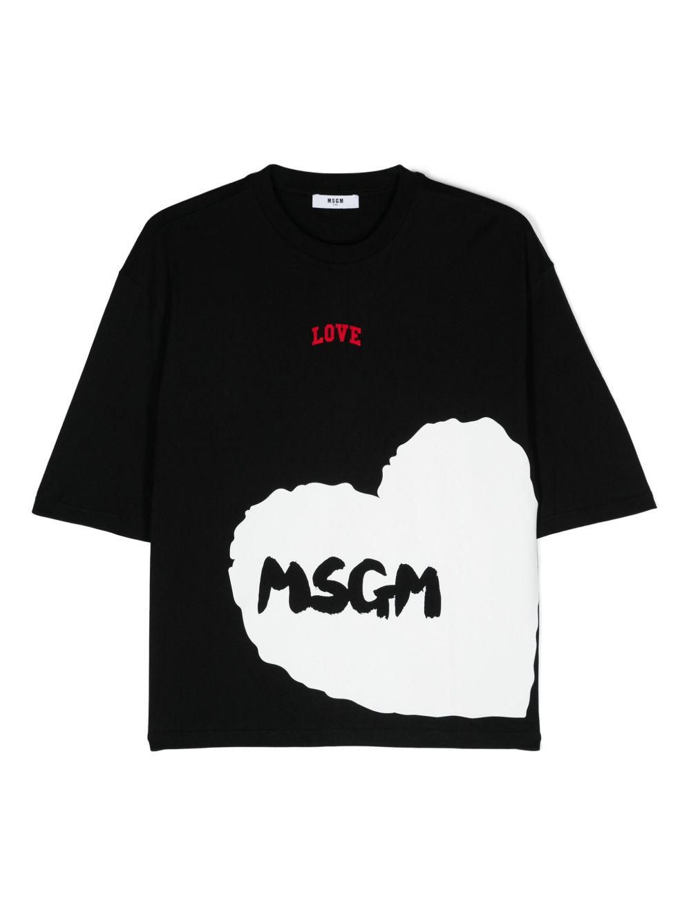 MSGM Kids logo印花棉T恤 - 黑色