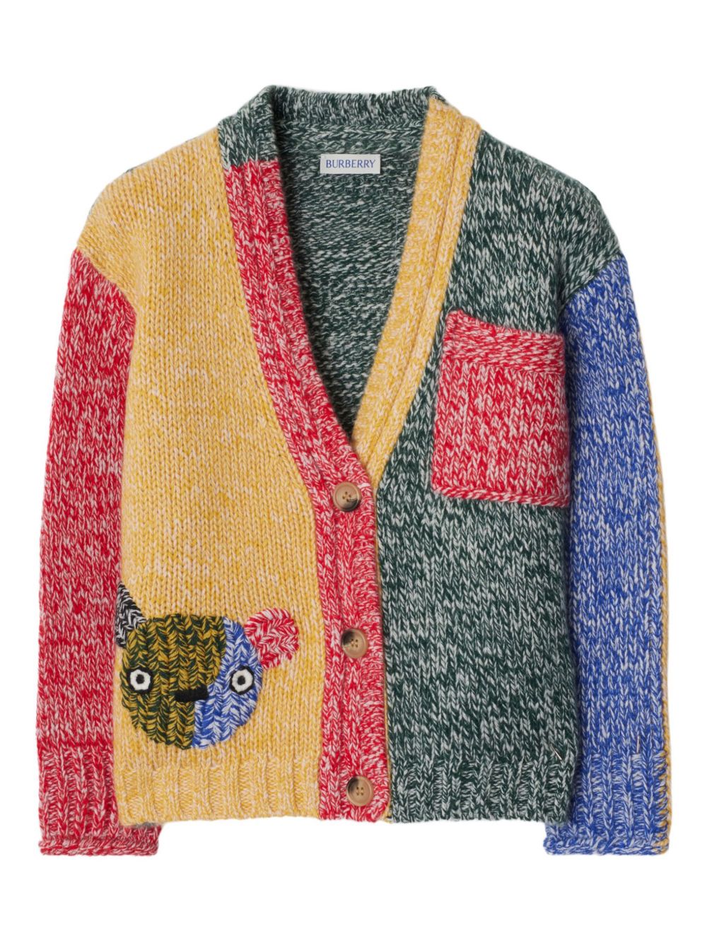 Burberry Kids 拼色羊绒开衫 - 绿色