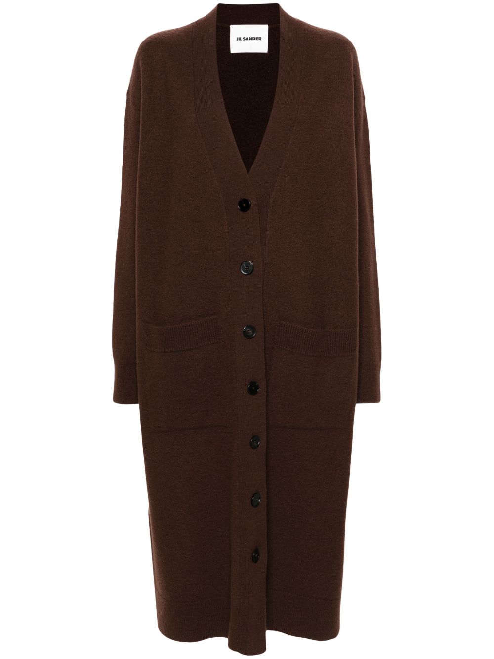 Jil Sander V领羊毛开衫 - 褐色
