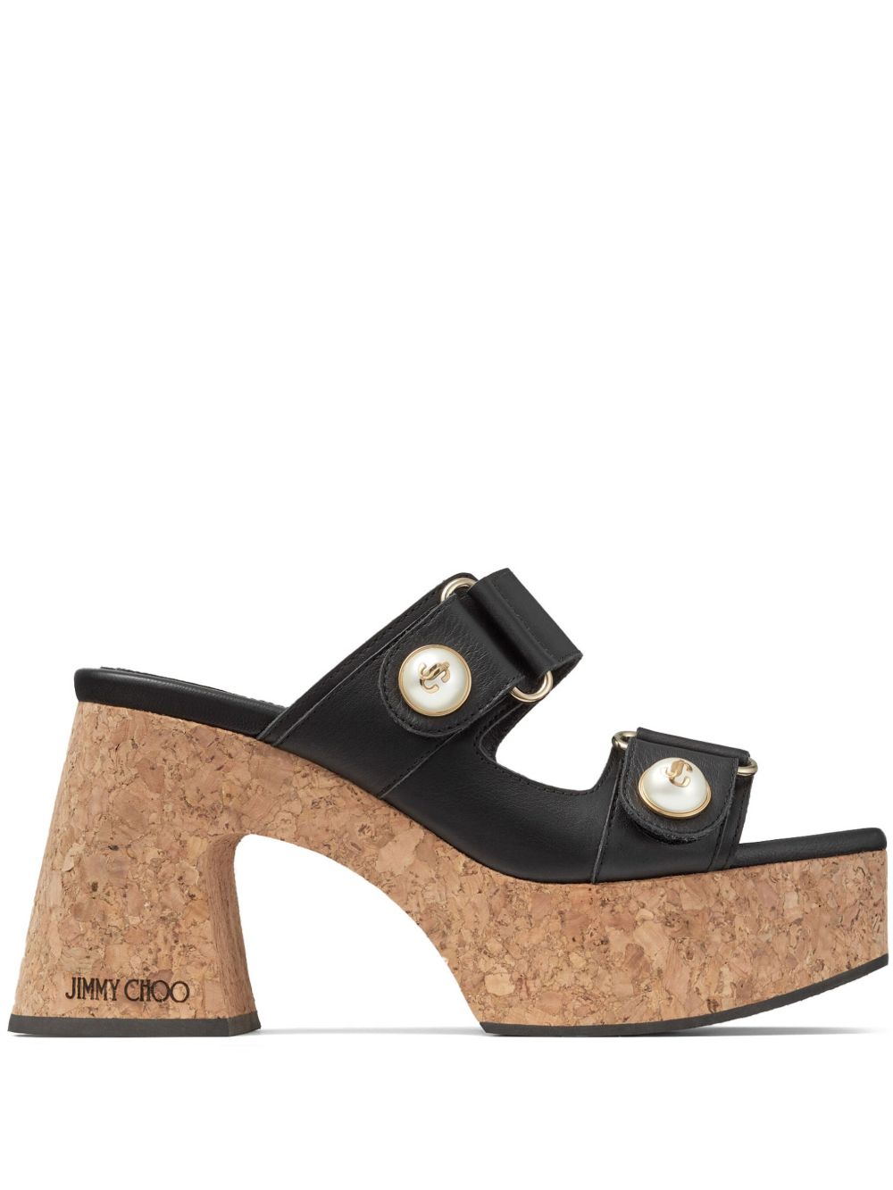 Jimmy Choo Fayence 水台式高跟皮质凉鞋 - 黑色