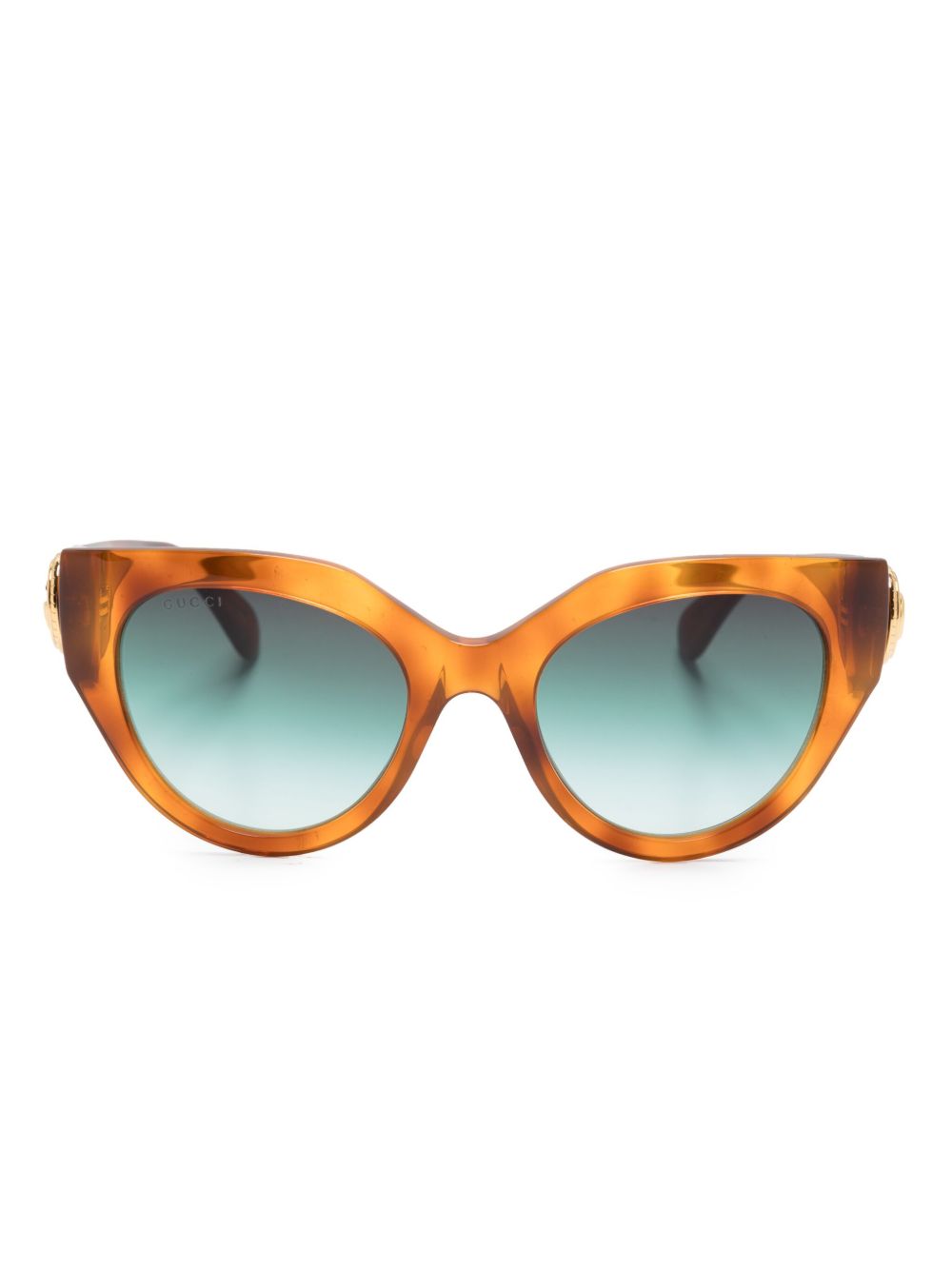 Gucci Eyewear 玳瑁纹猫眼框太阳眼镜 - 褐色