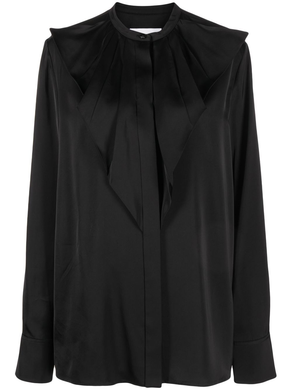 Jil Sander 荷叶边长袖罩衫 - 黑色