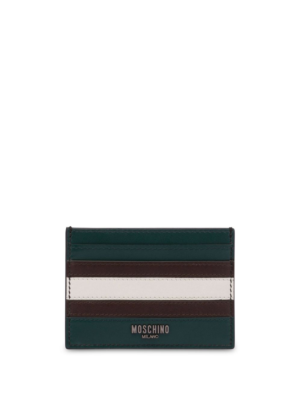 Moschino 条纹细节皮质卡夹 - 绿色