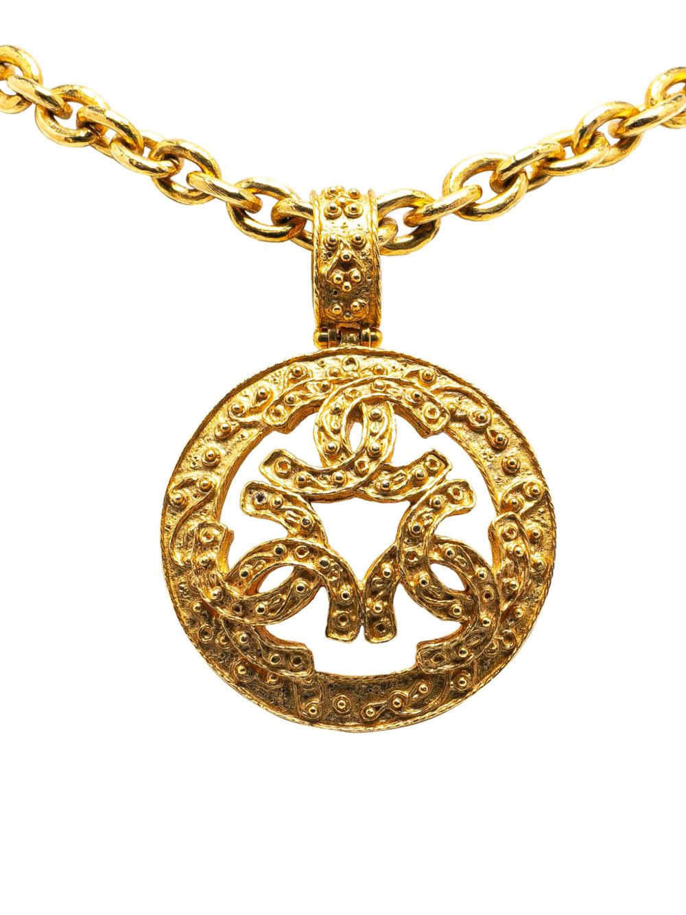 CHANEL Pre-Owned 镀金 Triple CC Round Pendant 项链（1994年典藏款） - 金色