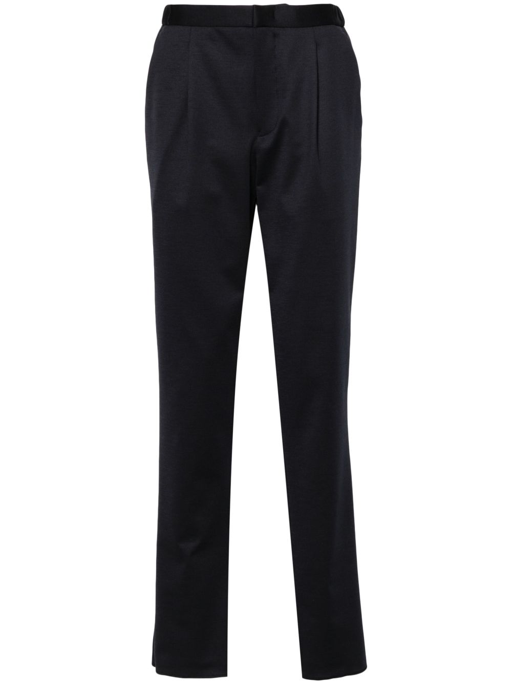 Emporio Armani 褶饰细节长裤 - 蓝色