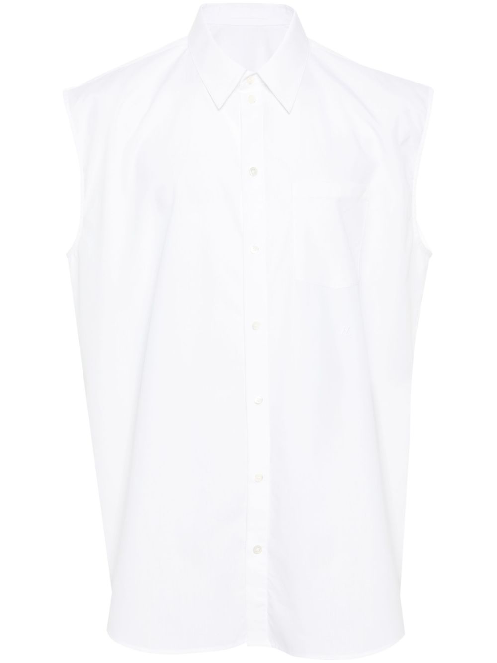 Helmut Lang logo刺绣府绸衬衫 - 白色