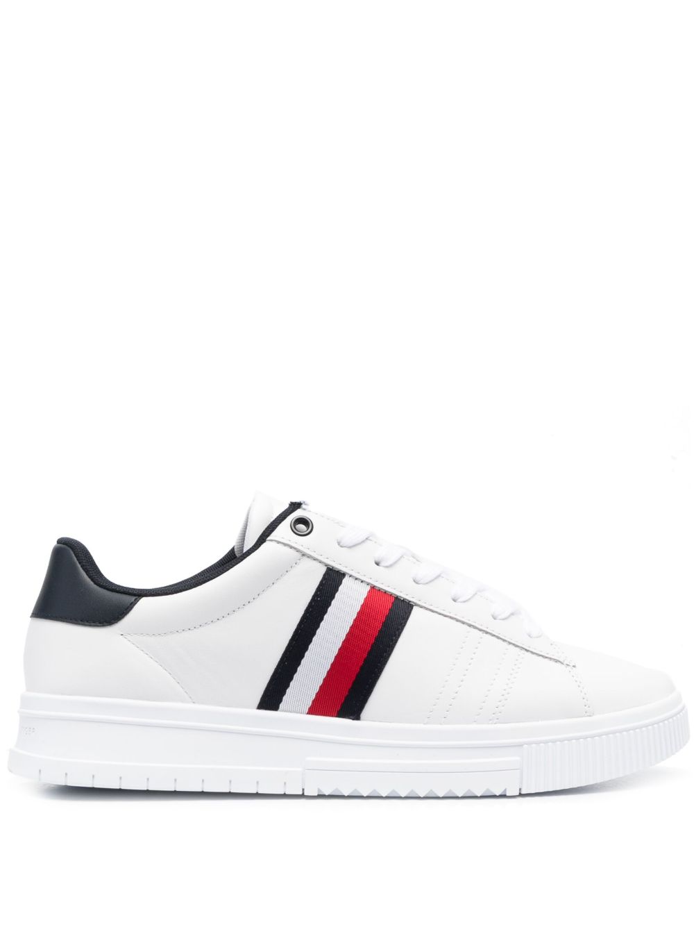 Tommy Hilfiger 条纹印花系带运动鞋 - 白色
