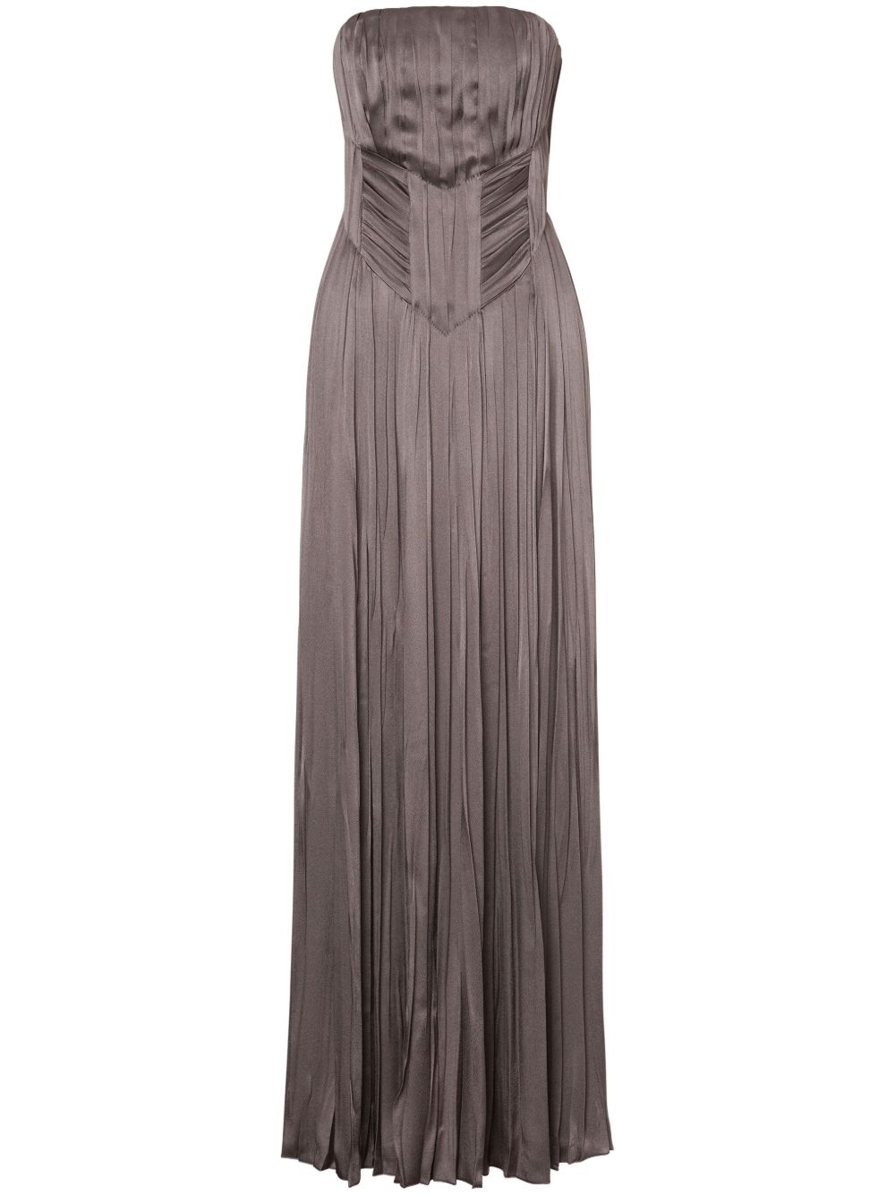 Alberta Ferretti 百褶缎面礼服 - 灰色