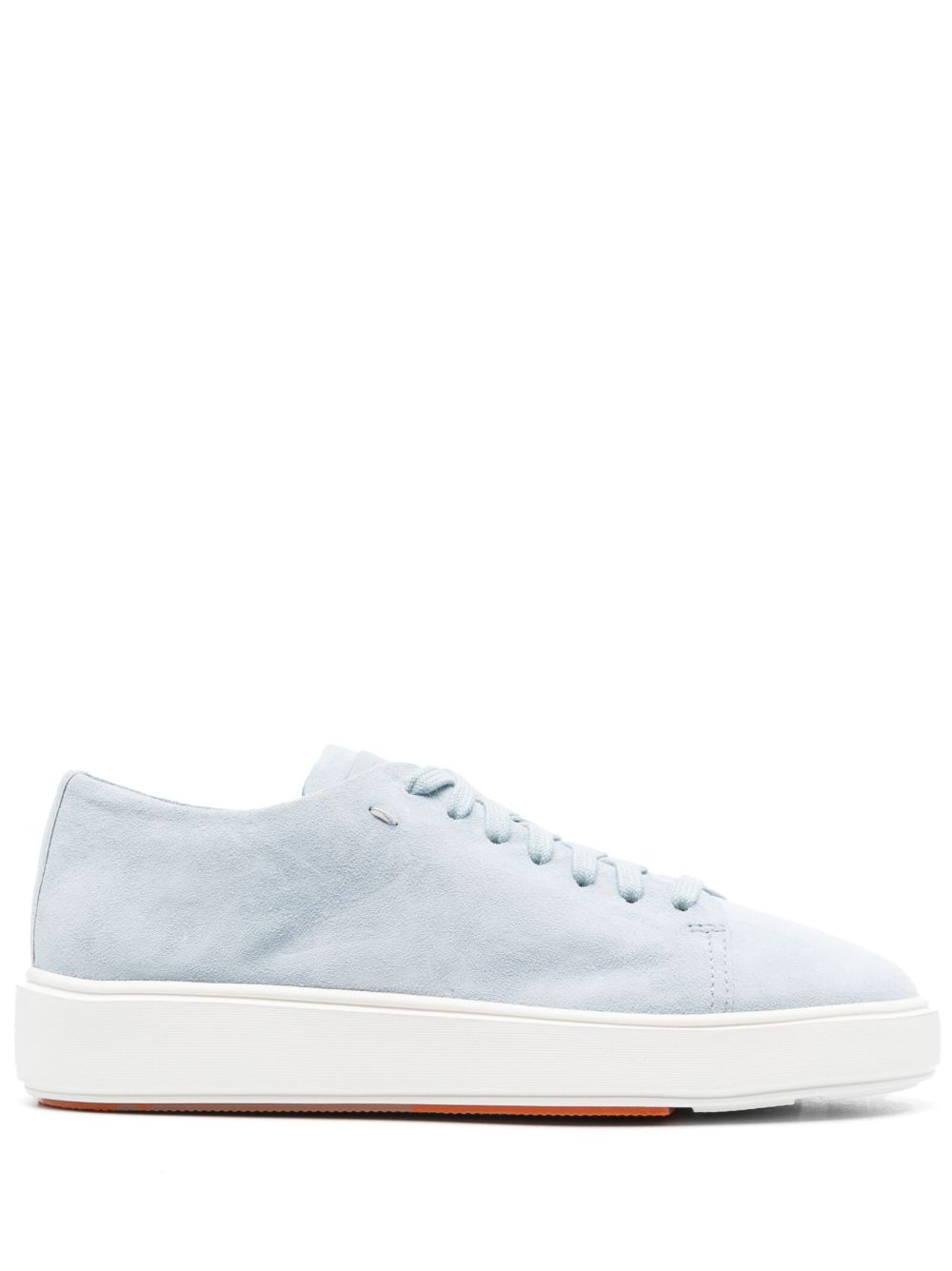 Santoni logo凹面压花皮质运动鞋 - 蓝色