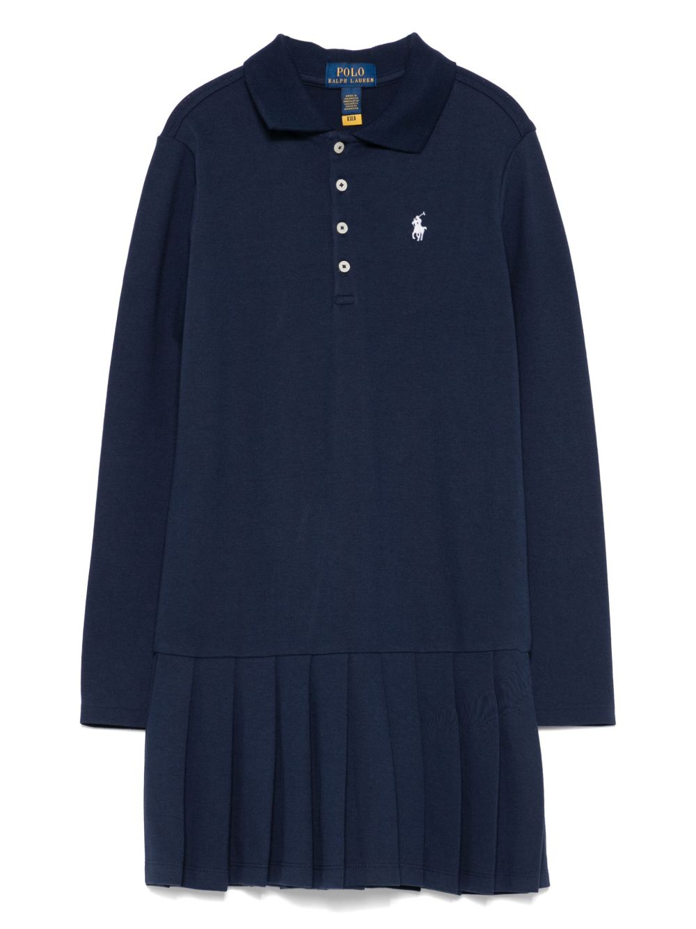 POLO RALPH LAUREN KIDS polo领褶饰连衣裙 - 蓝色