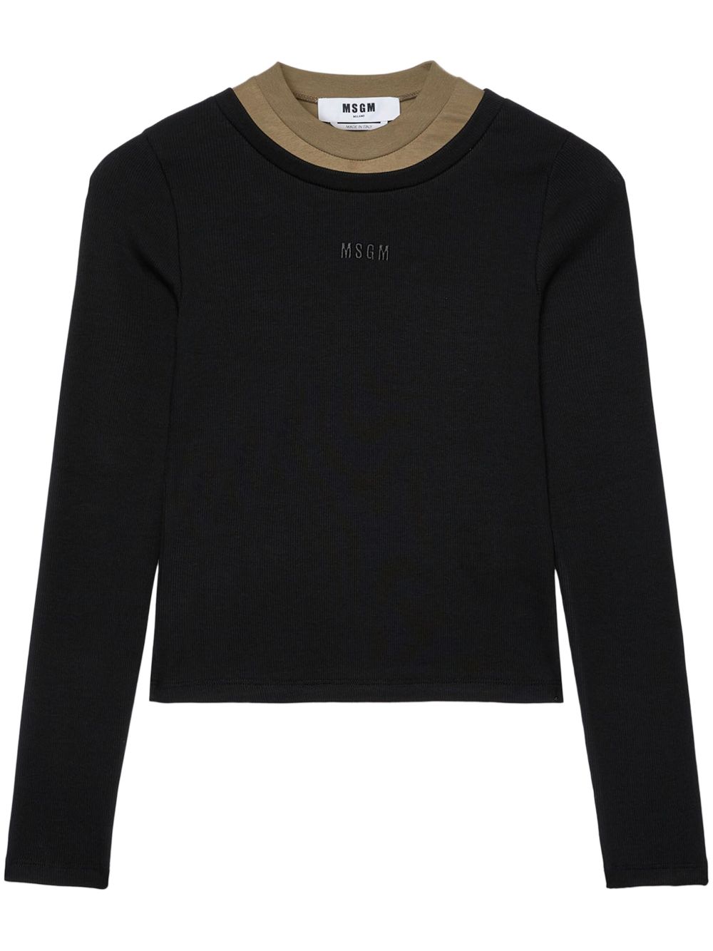 MSGM logo刺绣针织上衣 - 黑色
