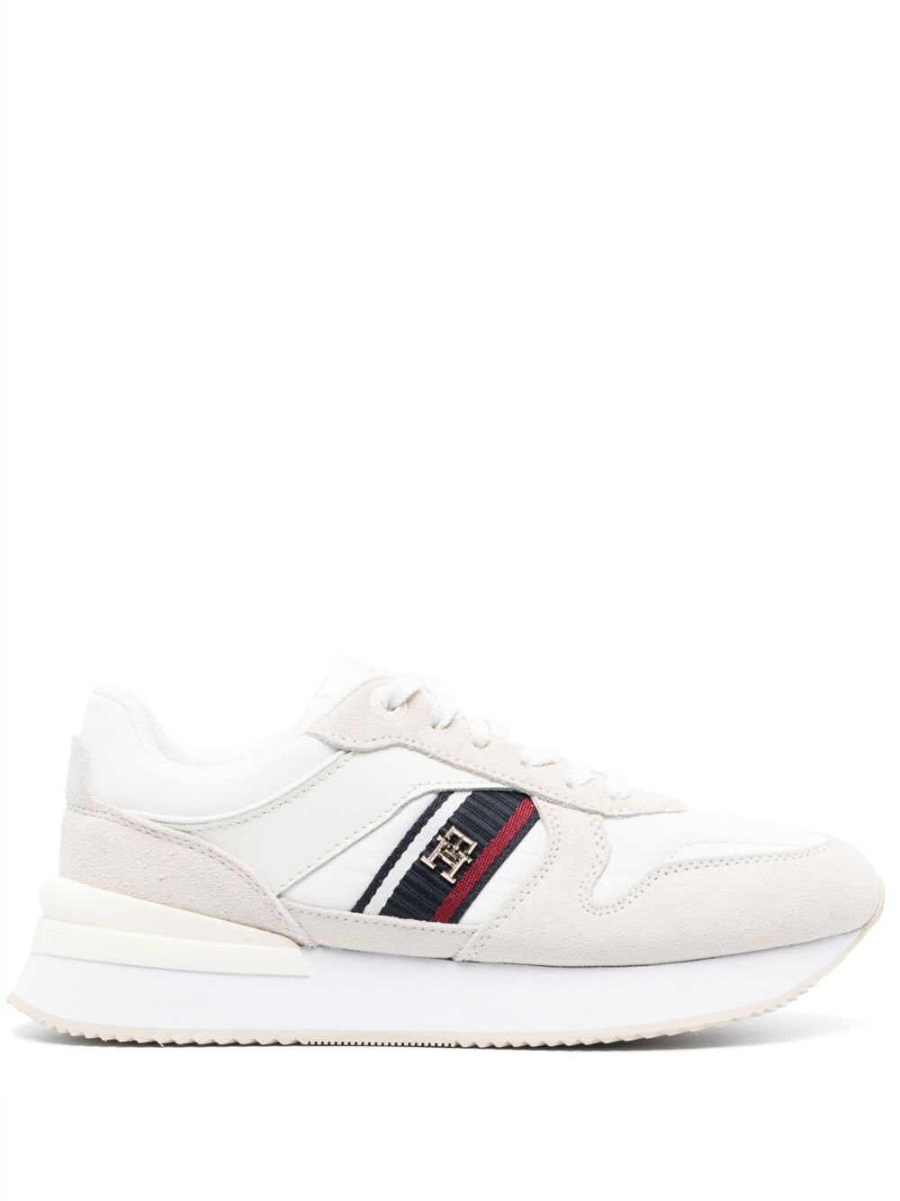 Tommy Hilfiger 拼接绒面皮运动鞋 - 白色