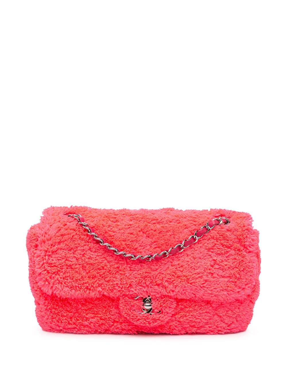 CHANEL Pre-Owned Coco Beach Flap 中号绗缝毛巾布单肩包（2019年典藏款） - 粉色