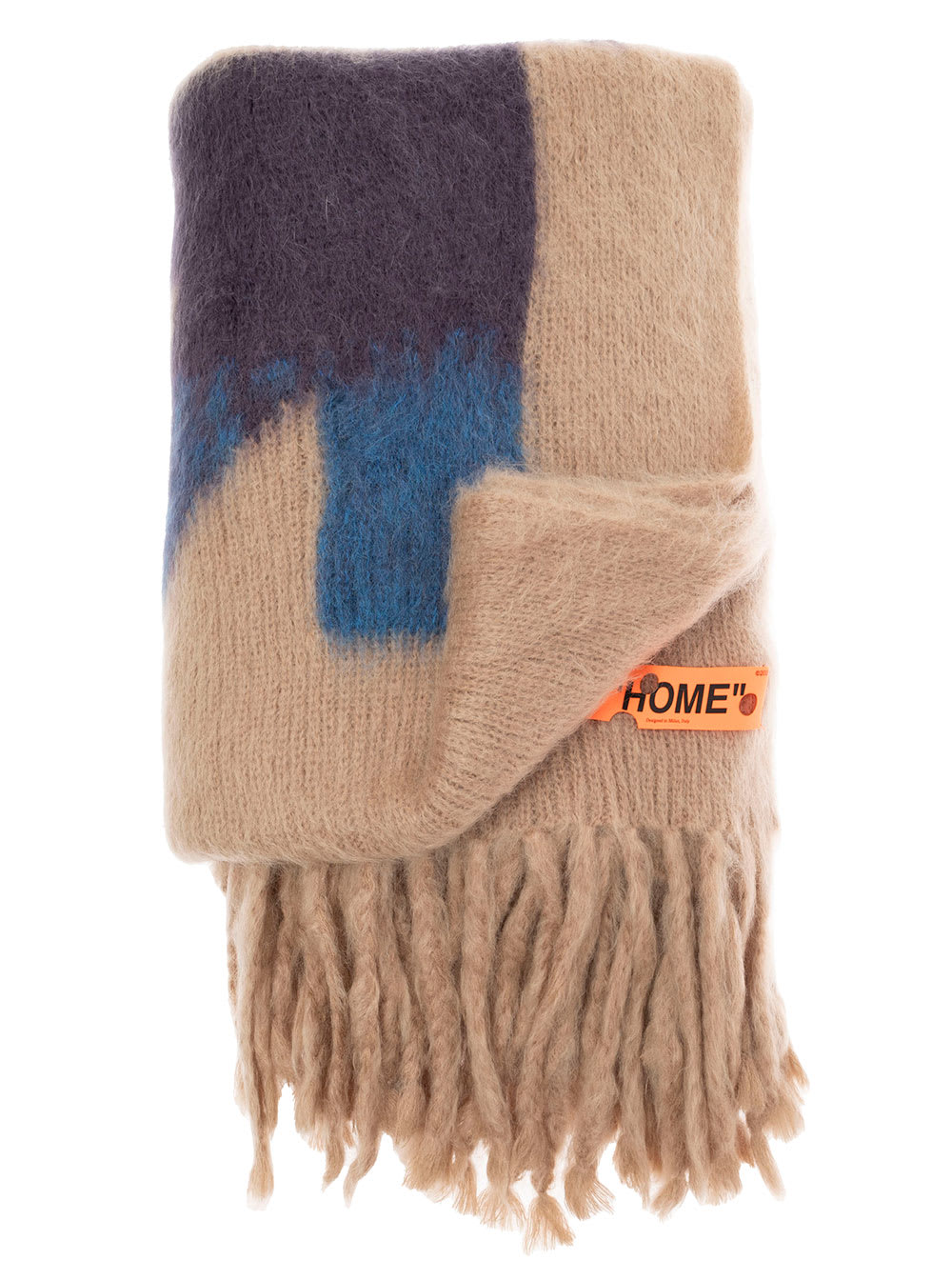 Off-White Beige Mohair Blanket With Arrow Print Off White Home