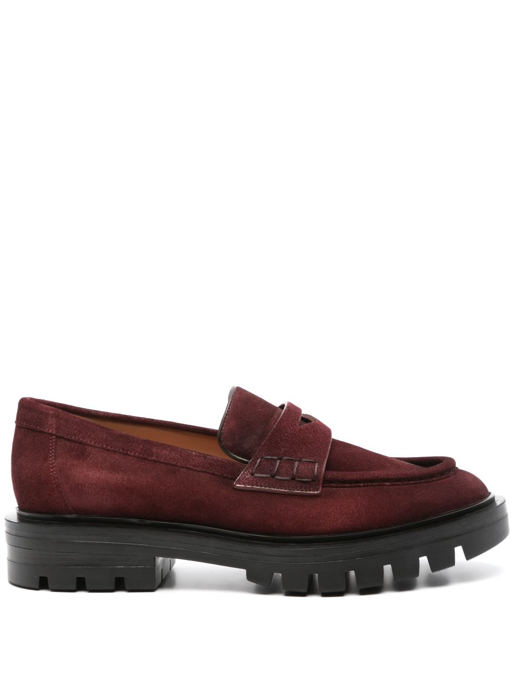 Santoni 绒面皮乐福鞋 - 红色