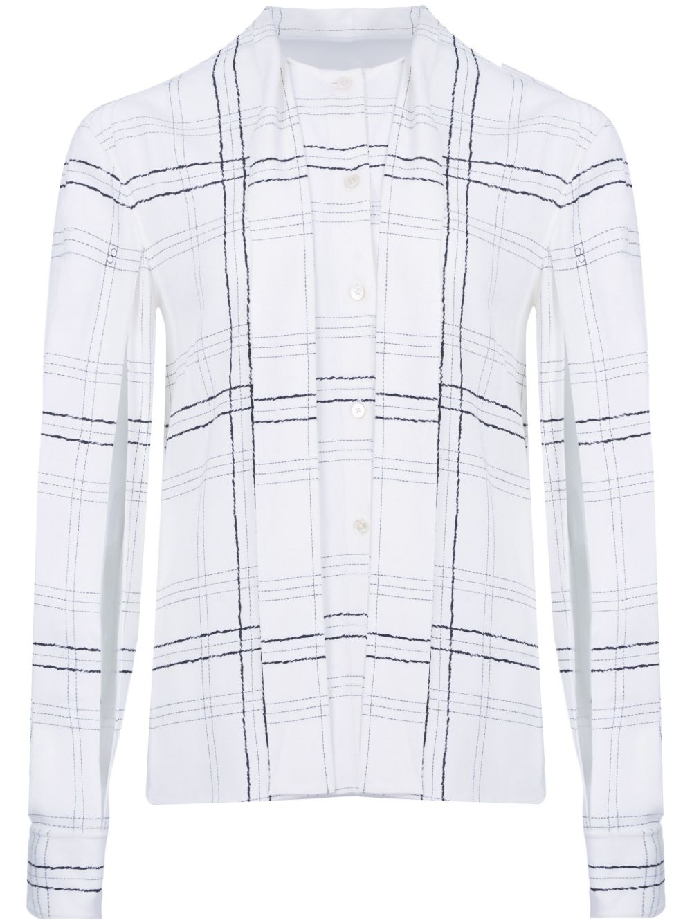 Ports 1961 格纹系带衬衫 - 白色