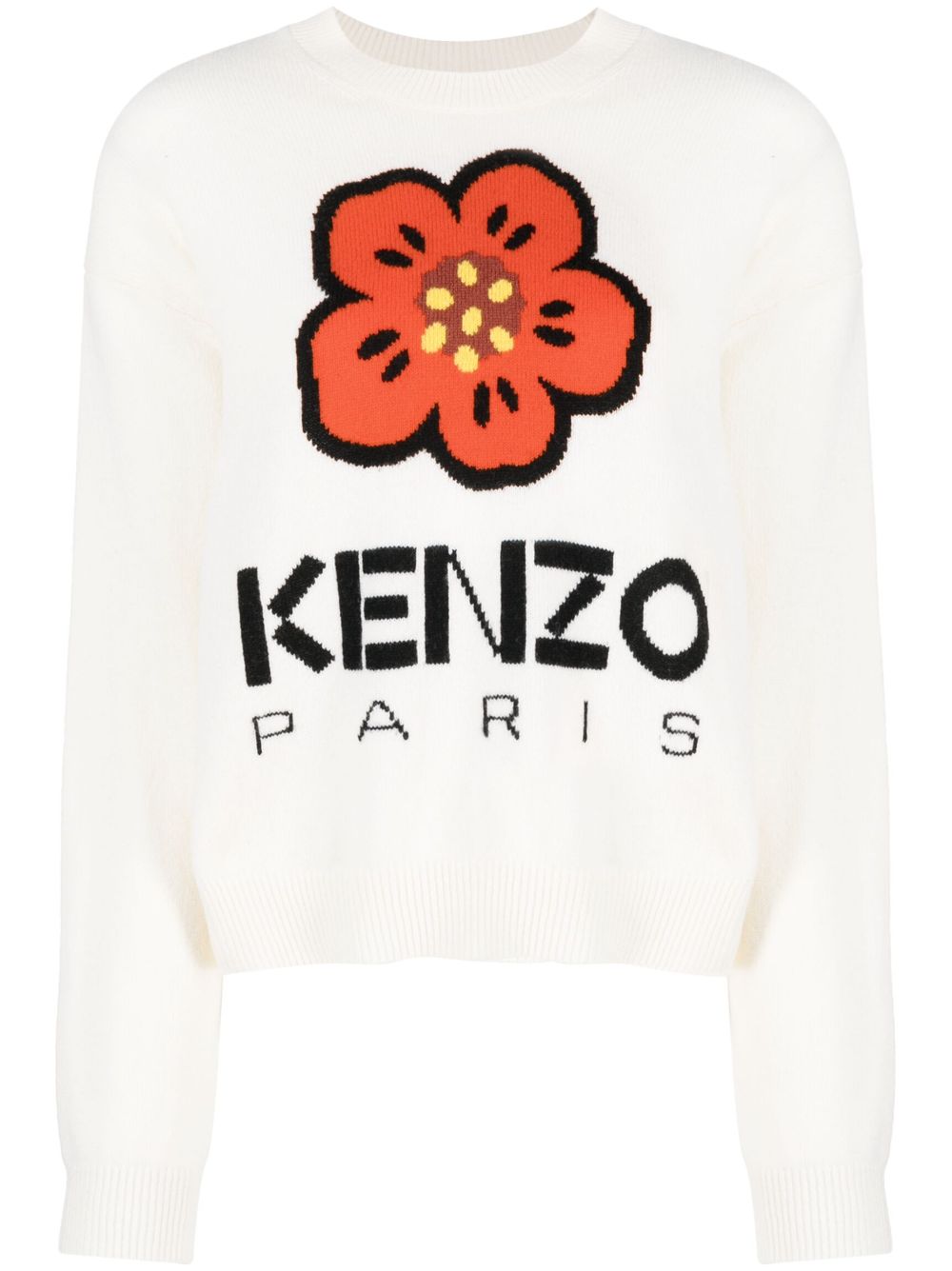 Kenzo Boke Flower 嵌花毛衣 - 白色