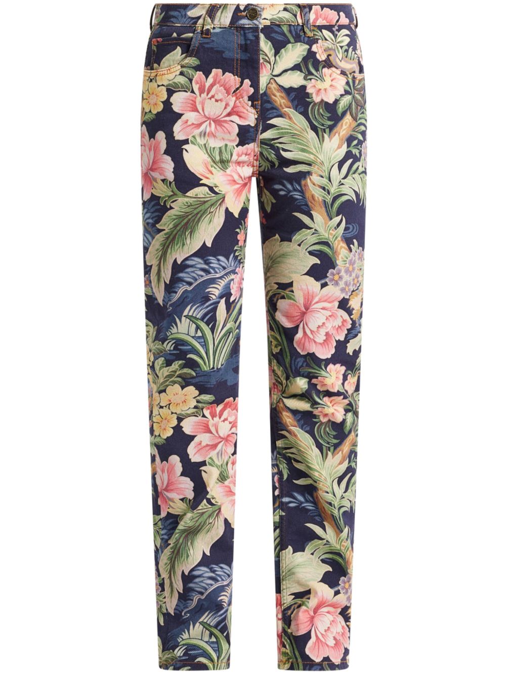 ETRO 花卉印花牛仔裤 - 蓝色