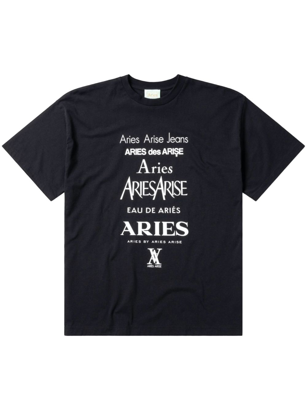 Aries logo印花棉T恤 - 黑色