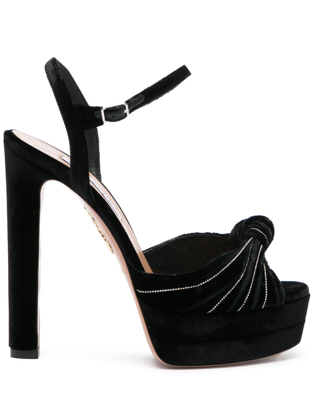 Aquazzura atelier Plateau 丝绒高跟鞋 - 黑色