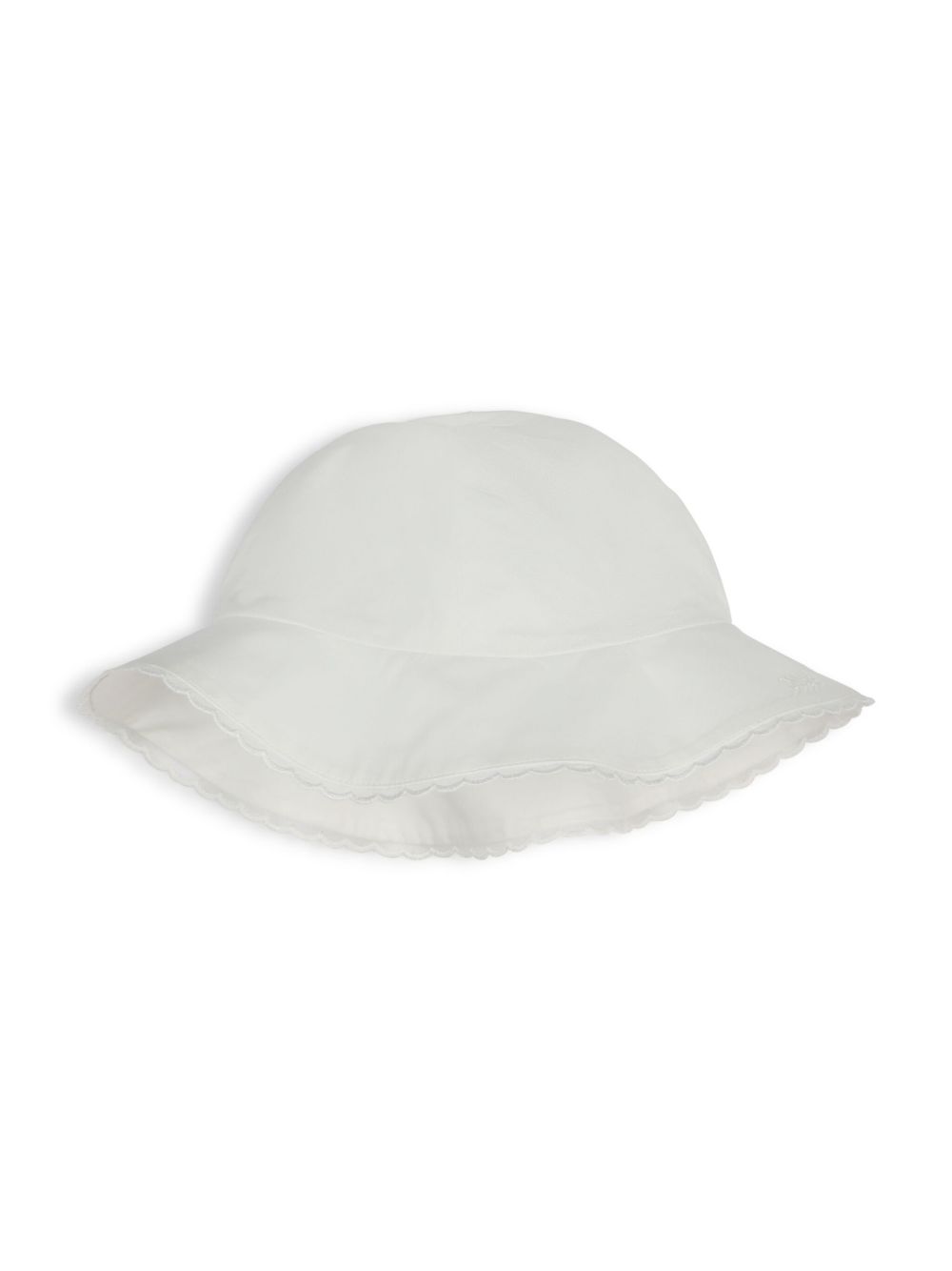 Chloé Kids 扇贝形边棉遮阳帽 - 白色