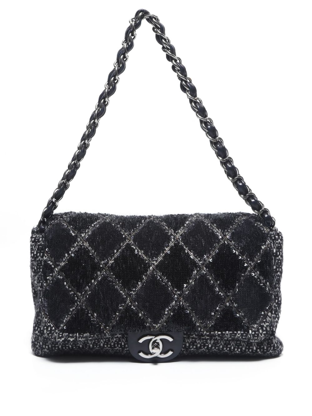 CHANEL Pre-Owned Flap 针织单肩包（2010-2011年典藏款） - 黑色