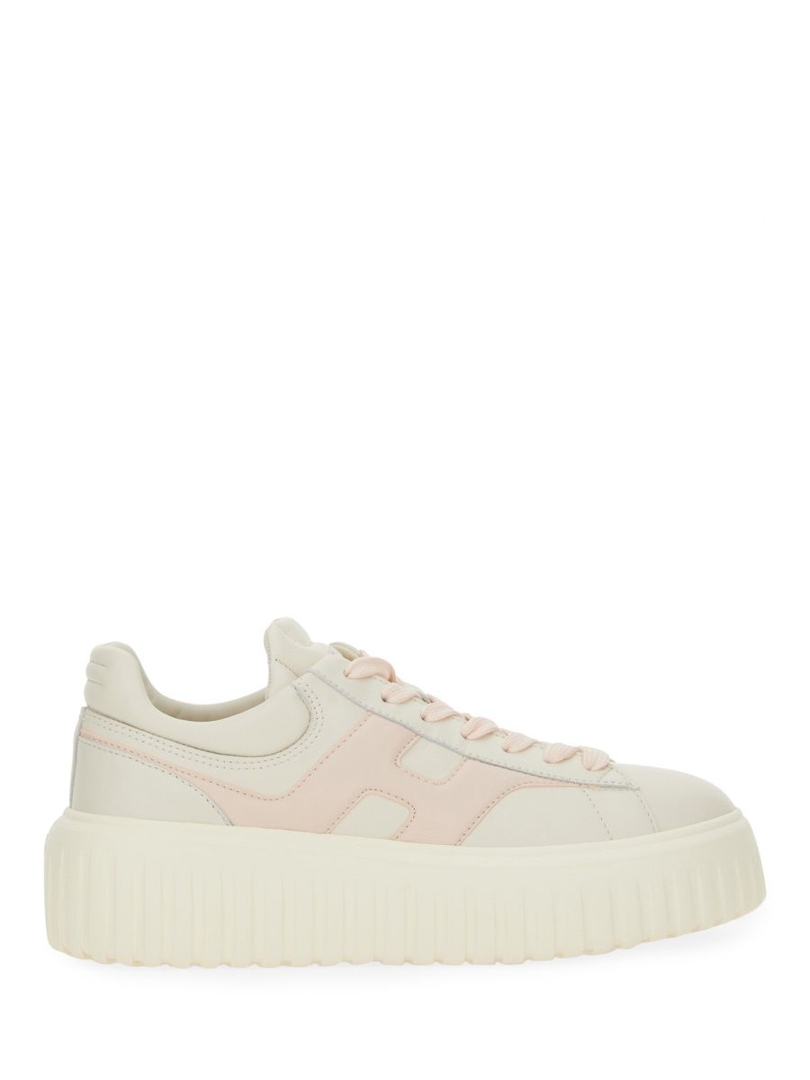 Hogan Grey And Pink Lamb Leather Sneakers