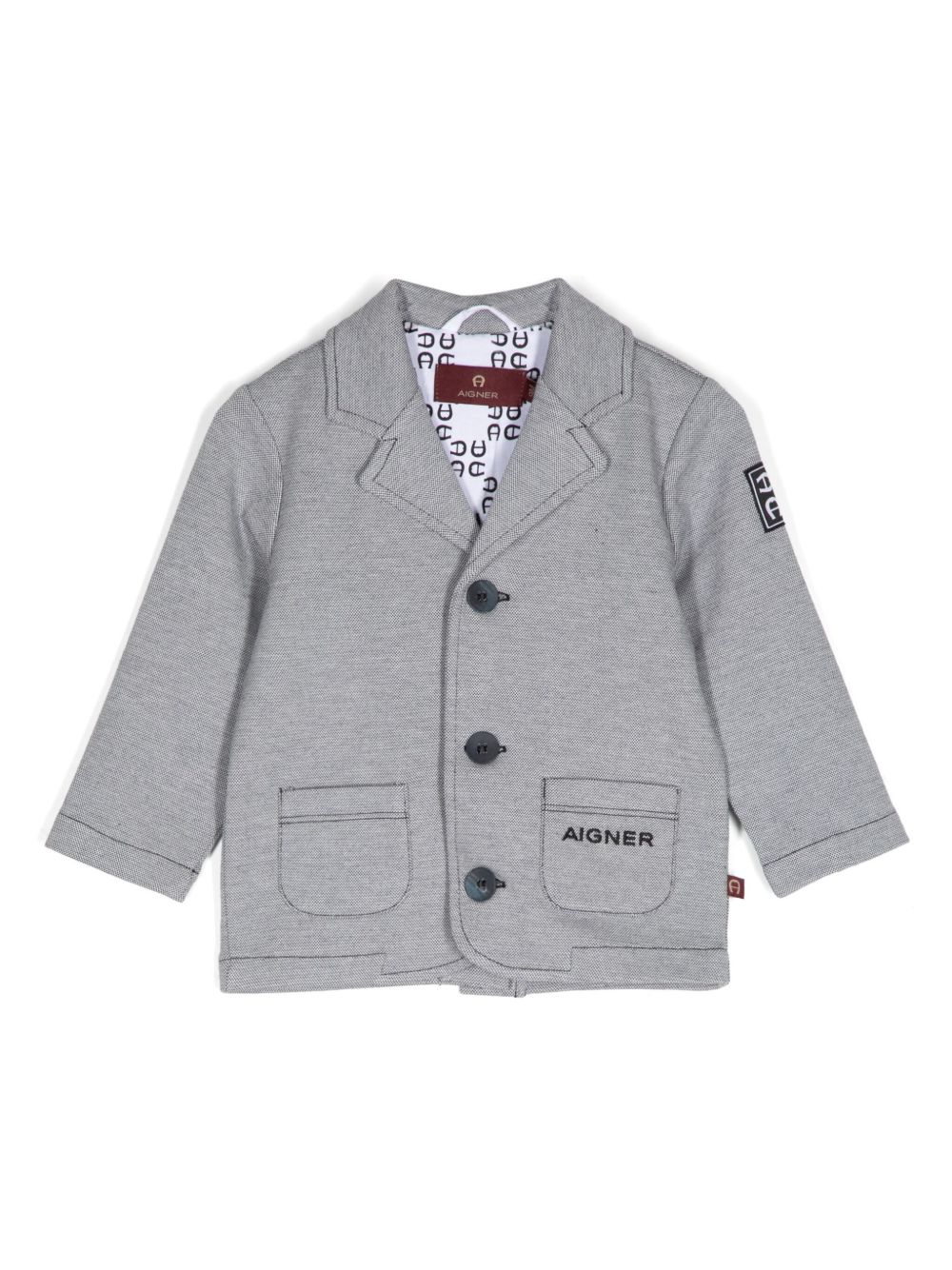 Aigner Kids logo刺绣西装夹克 - 灰色