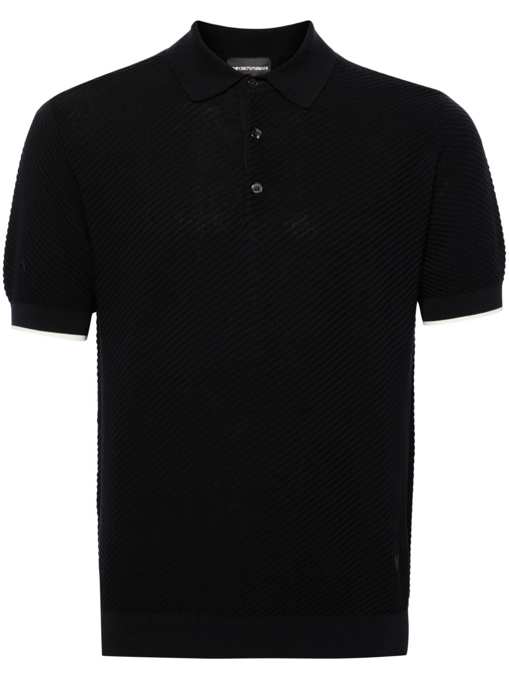 Emporio Armani logo刺绣棉polo衫 - 蓝色