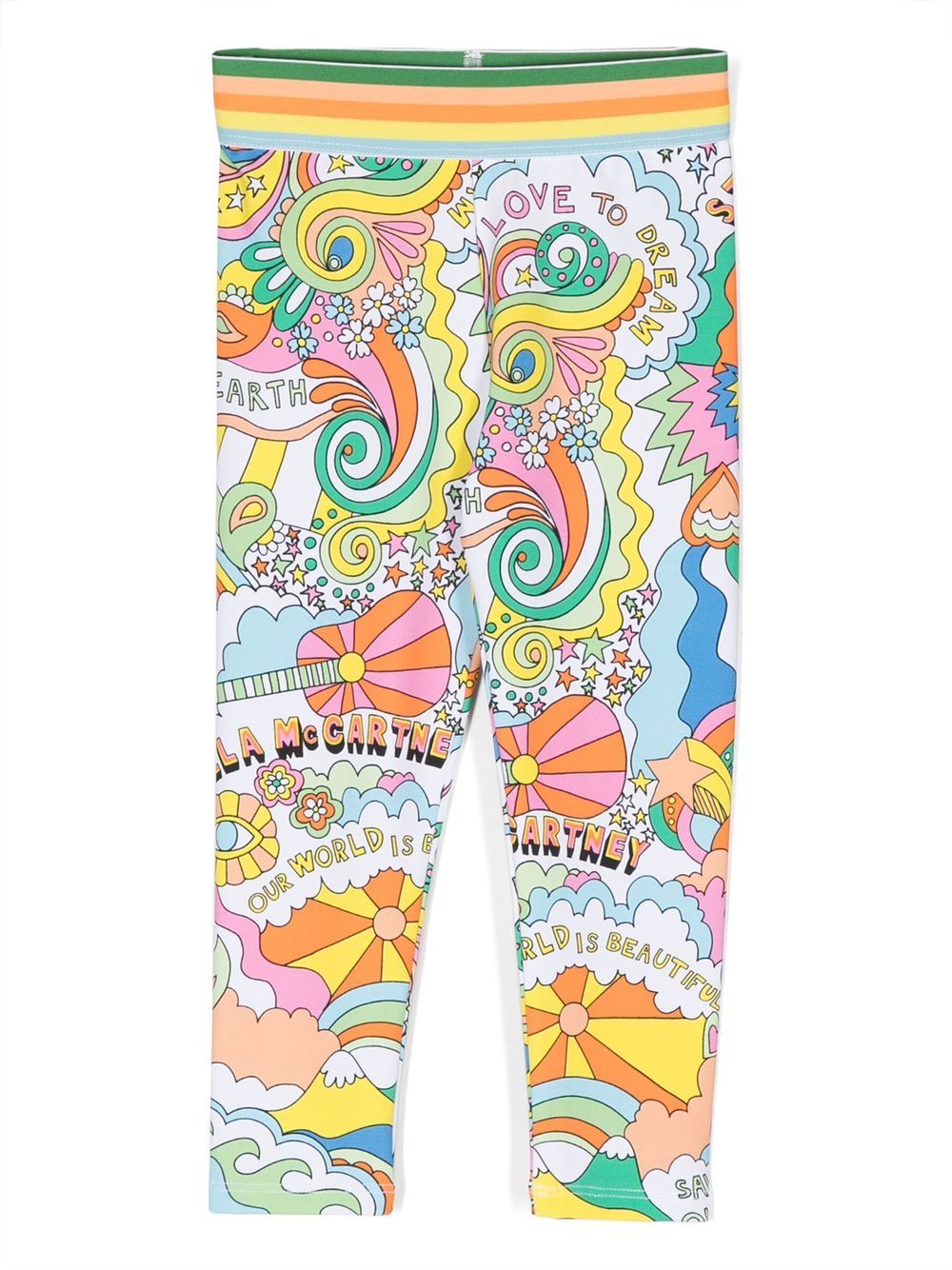 Stella McCartney Kids 图案印花直筒打底裤 - 黄色