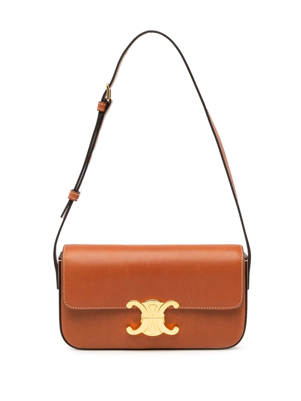 Céline Pre-Owned Triomphe Claude 皮质单肩包（2011年典藏款） - 褐色