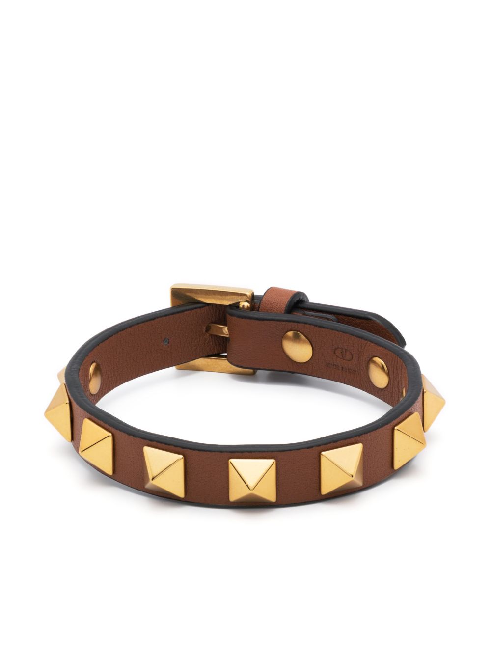 Valentino Garavani 华伦天奴 Rockstud 皮质手环 - 褐色